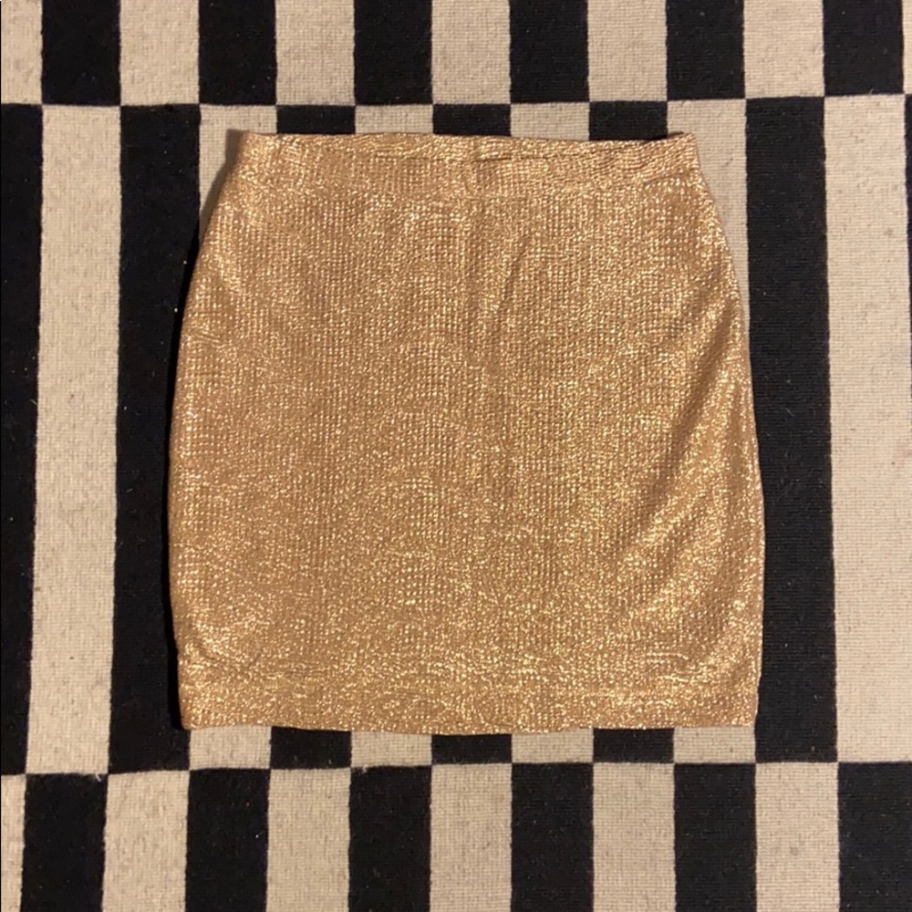 Gold Stretchy Mini Skirt